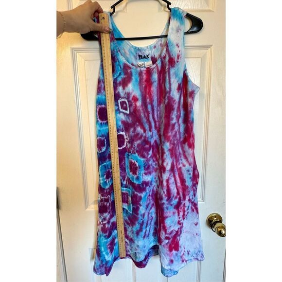 NWOT FLAX Tie Dye Spiral 100% Linen Shift Sleeveless Summer Dress Medium - Picture 4 of 7
